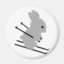 cute ski bunny  snow skiing fridge magnet