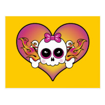 Cute Skull Heart Postcard