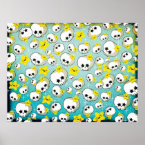 Cute Skulls And Stars Pattern Print