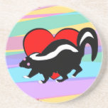 Cute Skunk Heart. Happy Anti-Valentines Day! coasters