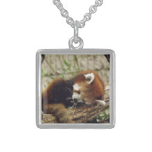 Cute Sleeping Red Panda w/ Food in Its Mouth Necklaces