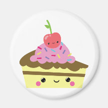 Cute Slice of Kawaii Ice Cream Cake Magnet