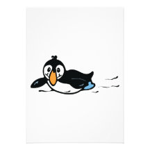 cute sliding penguin custom invite