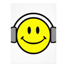 cute smiley face with headphones announcements