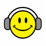 cute smiley face with headphones photo cut outs