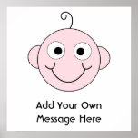 Cute Smiling Baby. Custom Text. Vector on White. posters