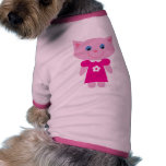 Cute Smiling Cartoon Cat In Pink Dress Custom pet clothing