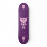 Cute Smiling Cartoon Cats Purple Skateboard