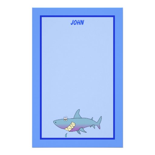 Cute Smiling Cartoon Shark Customisable Template Customised Stationery