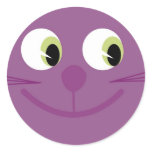 Cute smiling purple cartoon cat stickers