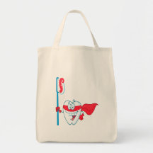 Cute Smiling Superhero Tooth With Toothbrush Bags