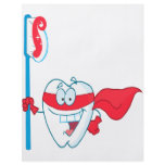 Cute Smiling Superhero Tooth With Toothbrush flyers