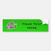 Cute Snail; Green Bumper Stickers