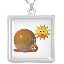 Cute snail with smiling sun custom jewelry