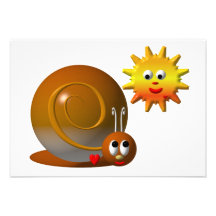 Cute snail with smiling sun personalized announcements