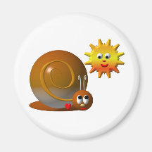 Cute snail with smiling sun refrigerator magnet