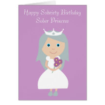 Cute Sober Princess Lilac Sobriety Birthday Card