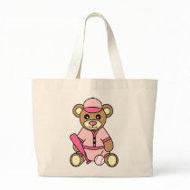 Cute Softball Girl Bear - Pink Canvas Bag