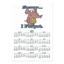 cute sorry i forgot funny forgetful elephant business card templates