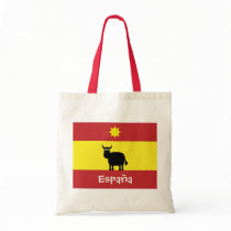 Cute Spanish Bull, Flag & Smiling Sun Canvas Bag