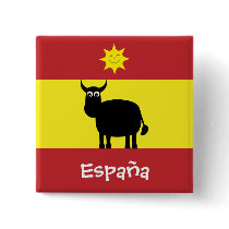 Cute Spanish Bull, Sun & Flag