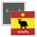 Cute Spanish Bull, Sun & Flag Pinback Buttons