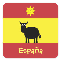 Cute Spanish Bull, Sun & Flag
