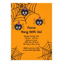 Cute Spiders Halloween Party Invitation