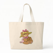 Cute Spring Bonnet Teddy Bear Tote Bags