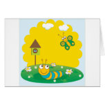 Cute spring card with caterpillar and butterfly.