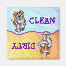 Cute St. Bernard Clean / Dirty Dishwasher Magnet