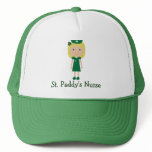Cute St. Paddy's Nurse Cartoon Character hats