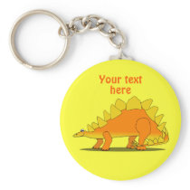 Cute Stegosaurus Dinosaur Cartoon Template Keychain