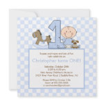 Cute Stick figure Boy 1st  Birthday Invitation