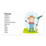 cute stick figure boy gardener farmer business card templates