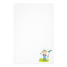cute stick figure boy gardener farmer stationery design