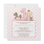 Cute Stick figure Girl 1st  Birthday Invitation