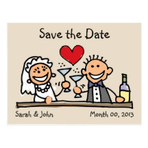 Cute Stick Figures Save the Date Postcards