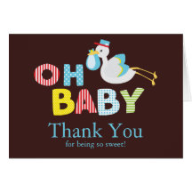 Cute Stork Baby Boy Baby Shower Thank You Card