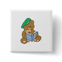 Cute Story Time Teddy Bear Design Pin