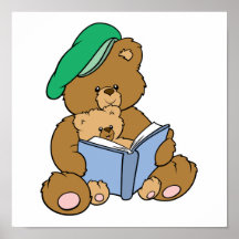 Cute Story Time Teddy Bear Design Poster