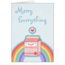 Cute Strawberry Milk Holiday Cards