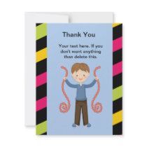 Cute, Striped, Arcade Birthday Boy Thank You Personalised Invites