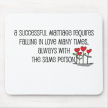 Cute, "Successful Marriage" quote Mousemats