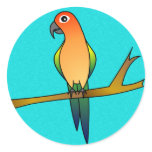 Cute Sun Conure - Light Blue Background stickers