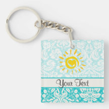 Cute Sun; Teal Damask