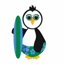 Cute Sunny Surfer Penguin Photo Sculpture