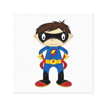 Cute Superhero Boy Gallery Wrap Canvas