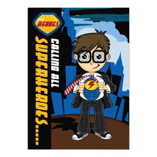 Cute Superhero Boy Party Invite
