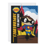 Cute Superhero Boy Party Invite invitations